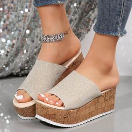Slippers Sunflower Shoes Women Sandals Wedge Heeled For Summer Thick Soled Formal Low Heel