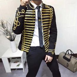 Men's Suits Autumn Blazers Mens Suit Jackets Heavy Industry Slim Fit Coat Court Style Personality European American Retro Night Club Costume