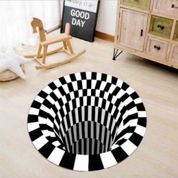 3D Home Carpet Black White Stereo Vision Mat Living Room Doormat Table Three-dimensional Sofa Illusion Mat Home Decoration1 260L