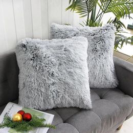 Luxury Faux Fur Throw Pillow Cover Super Soft Cushion Case for Sofa Bed Living Room Fluffy 45x45 CM Home Decro 240508