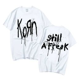 Men's T-Shirts Summer Korn Music Concert Rock Band World Tour T Shirt Mens Vintage Metal Gothic Oversized Strtwear Short Slve T Shirts T240506
