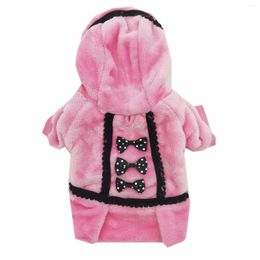 Dog Apparel Autumn Winter With 2 Legs Cat Easy Wear Fashion Gift Hooded Coral Fleece Cozy Button Down Soft Pet Coat Warm Jacket