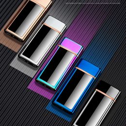 TH Fingerprint Induction Charging Lighter Creative LED Display Tungsten Windproof Cigarette Lighter Wholesale