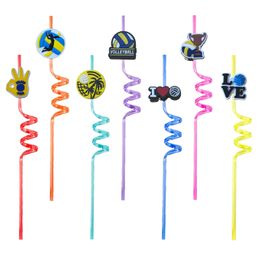 Disposable Plastic Sts Volleyball Themed Crazy Cartoon Drinking For Kids Party Supplies Favours Decorations Birthday Summer New Year Se Otvb9