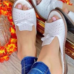 Slippers 2024 Women's Summer Fashion Bow Designer Flat Non-Slip Sandals Outdoor Open Toe Leisure Vacation Beach Flip Flop Zapatos