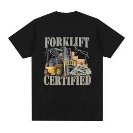 Men's T-Shirts Funny Forklift Certified Operator Print T-Shirt Men Vintage Fashion Short Slve T-shirts Pure Cotton Comfort Oversized T Shirts T240506
