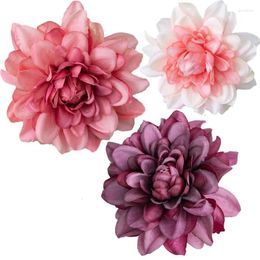 Decorative Flowers 8cm Dahlia Artificial Silk Heads For Wedding Home Decoration DIY Wreath Gift Box Scrapbooking Craft Fake Flower Head