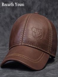 2019 Winter Male Genuine Leather Eagle Print 5660CM BlackBrown Baseball Caps For Man Casual Street Gf Gorras Dad Hat RY119 T20013625510