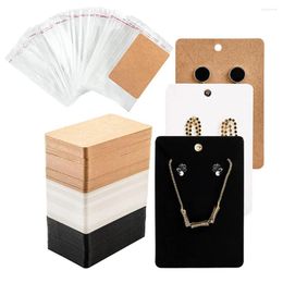 Jewellery Pouches 50 Sets Kraft Paper Cards Necklace Earring Display Holder With Self Adhesive OPP Bags Personal Business Retail Packaging