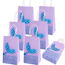 bags Paper Gift Supplies Goodie Glitter Treat Bags for Kids Mermaid Themed Party