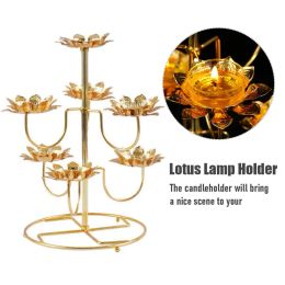 Holders Metal Light Cup Lotus Butter Lamp Holder Home Decoration for Temples Buddhist Supplies Patio Restaurants Living Room Light Tray