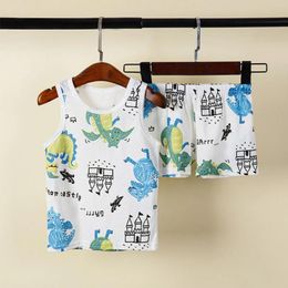 Clothing Sets Baby Boys Clothes Set Summer Toddler Cartoon Animal Casual Tank Top & Shorts Pyjamas Short-Sleeved Suit 2 3 4 5 6 7Y
