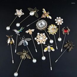 Brooches Retro Vintage Insect Bee Brooch Pin Scarf Buckle Pearl Button Long Needle Shirt Suit Gifts For Women Accessories