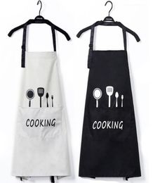 Aprons with Front Big Pocket Waterproof Oil Proof Kitchen Knife Fork Print Apron Cooking Baking Household Cleaning Tools kit Home 3245932