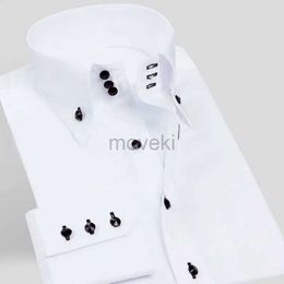 Men's Dress Shirts Shirts for Men Long Sleeves Slim Fit White Shirts Male Fashion Casual Drill Buckle Turtleneck Shirt Office Business Dress Shirts d240427