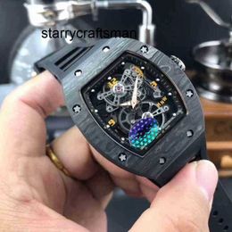 Automatic Watches Rm Wristwatch Mill Wine Barrel Watch Millr Rm17-01 Series Automatic Mechanical Carbon Fiber Case Tape Mens Watch Watches