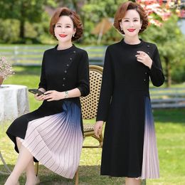 Party Dresses Light Luxury Design Autumn And Winter Button Scalloped Pleated Slim Empire A-LINE Long Sleeves Office Lady Chic Dress