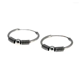 Hoop Earrings 18mm For Women 925 Sterling Silver Retro Round Thai Circle Jewellery