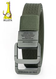 MILUOTA 2016 Military Equipment Tactical Belt Man Double Ring Buckle Thicken Canvas Belts for Men Waistband MU0356065182