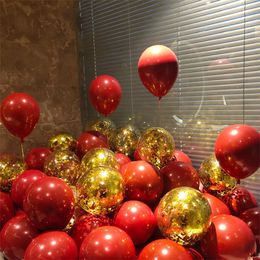 Party Decoration 30pcs/pack Gold Glitter Double-layer Red Pomegranate Heart Balloon Set Suitable For Weddings Proposals Birthdays Graduation