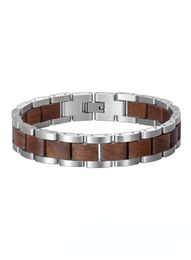 Whole Bangle Gifts Men Women Wood And Steel Bracelet Walnut wood Band Silver Straps6165397