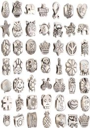 Mix Style silver plated Big Hole Loose Beads metals charms For DIY Jewellery Bracelet For European charms Bracelet&Necklace8581001