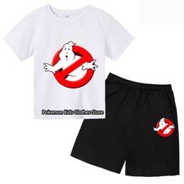 Clothing Sets Ghostbusters Monster Movie T-shirt Set for Children and Girls Cartoon T-shirt Anime Summer Top Theme Birthday Clothing Short SleevesL240509