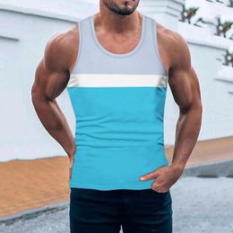 Men's Tank Tops Striped Vest Men Beach Top Summer Casual T Shirt Sleeveless Sports T-Shirt Loose For Mens Quick Drying Ropa Hombre