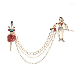 Brooches Wuli&baby Soldier And Sword Chain For Women Unisex Lovely Figure Party Office Brooch Pin Gifts