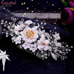Headpieces TOPQUEEN Floral Wedding Hair Piece Side Comb Bridal With Flowers Bridemaids Head Pieces Pearl Clips HP320