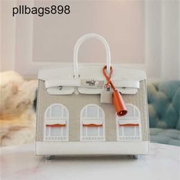 Top Cowhide Handbag Brkns Genuine Leather White Family Original Factory Mist Faced Crocodile Uncle Wax ThreadD4FOTT74