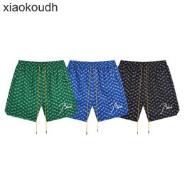 Rhude High end designer shorts for High Street Trendy Letter Full Print Mens and Womens Casual Pants Cool Sports Shorts Summer Beach Pants With 1:1 original labels