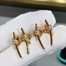 Hot Selling Brand Sterling Sier Knot Earrings Women's Fashion Temperament High-End Jewelry Party Couples Gift