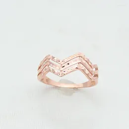 Cluster Rings Creative Design 585 Purple Gold 14K Rose Geometric Wavy For Women Opening Personality Fashion Bright Party Jewelry
