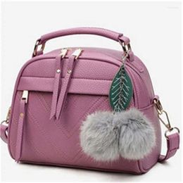 Shoulder Bags 2024 PU Leather Handbag For Women Fashion Tassel Messenger With HairBall Bolsa Female Bag Ladies Party Crossby