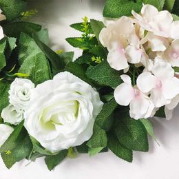 Decorative Flowers Wreaths Artificial Door Wreath Champaign Gold Rose And White Hydrangea Flower Garland For Wedding Decor Home Decoration