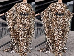 Leopard Maxi Dress Loose Split Holiday Bikini Wrap Star Print Round Neck Long Sleeve Beach Tunics Fashion7658989