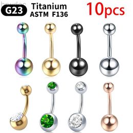 Navel Rings G23 Titanium 14G Belly Button Rings zircon Highly Polishing Threaded Eyebrow Nails ASTM F136 Body 10pcs wholesale Belly Button d240509