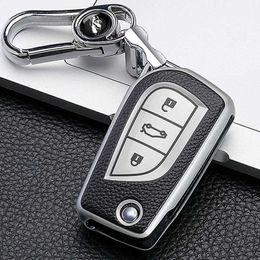 Car Key Leather Style Car Remote Key Case Cover Fob For Toyota Auris Corolla Reiz Avensis Verso Yaris Aygo Rav4 Scion TC IM 2017 2016 T240509