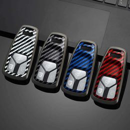 Car Key Zinc Alloy Carbon Fiber Car Remote Key Case Fob For Audi A6 A5 Q7 S4 S5 A4 B9 Q7 A4L 4m TT TTS RS 8S 2016 2017 2018 Accessories T240509