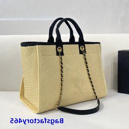 Summer Fashion Tote Shoulder Bag Top Handle Designer Bag Cc Canvas Pearl Large Beach Handbag Totes With Chain Strap Shopping Wallet Pur Orwt