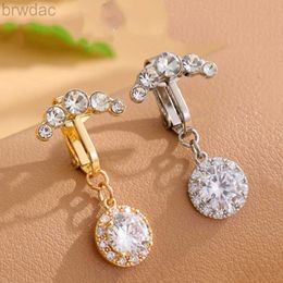 Navel Rings 3/5 Reverse Crystals Faux Fake Belly Button Ring Belly Piercing Nombril Clip on Umbilical Navel Cartilage Clip Body Jewellery Gift d240509