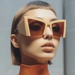 Sunglasses Unique Steampunk Y2K Oversized Semi Rimless Women Luxury Half Frame Party Sun Glasses Street Fashion Shades Eyewear