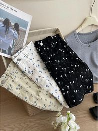 Skirts Women Polka Dot Preppy Denim Short High Waist Office A-line Skirt Package Hip Bodycon Mini 2024