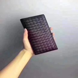 Sell New Fashion classic black Wallet Wholesale men women leather Knitting purse lady ladies long purse clutch bag original box card 277g