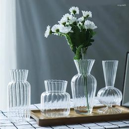Vases Transparent Striped Flower Hydroponic Terrarium Bottles Nordic Glass Vase Ins Simple Desktop Decor Ornaments