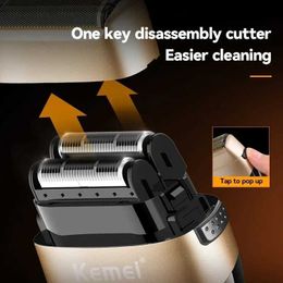 Razors Blades Original Kemei shaver mens washable beard electric rechargeable curly head Q2405081