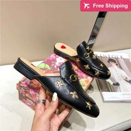 Designer luxury Women Summer Slipper Princetown Slippers Bees Snake Mules Loafers Genuine Womens Leather Flats With Buckle Pattern With Box ggitys 9XKV