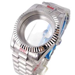 Other Watches 36mm 39mm Waterproof Silver Fluted Curved Case for NH34 NH35 NH36 NH38 NH39 NH70 NH72 T240508