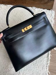 10A Counter High Quality Hremms Original 11 Brand Bags Kelyy 32 Kelyy Bag Black Gold Box Leather Ring Engraved Handheld Shoulder Diagonal Straddle Middle Bag